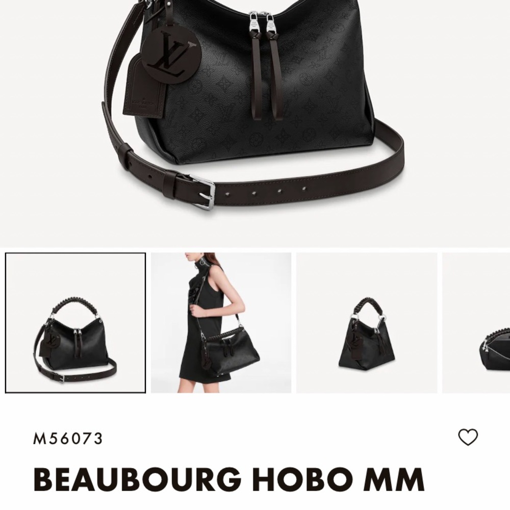 Louis Vuitton Hobo MM Mahina Beaubourg Black Hobo Bag